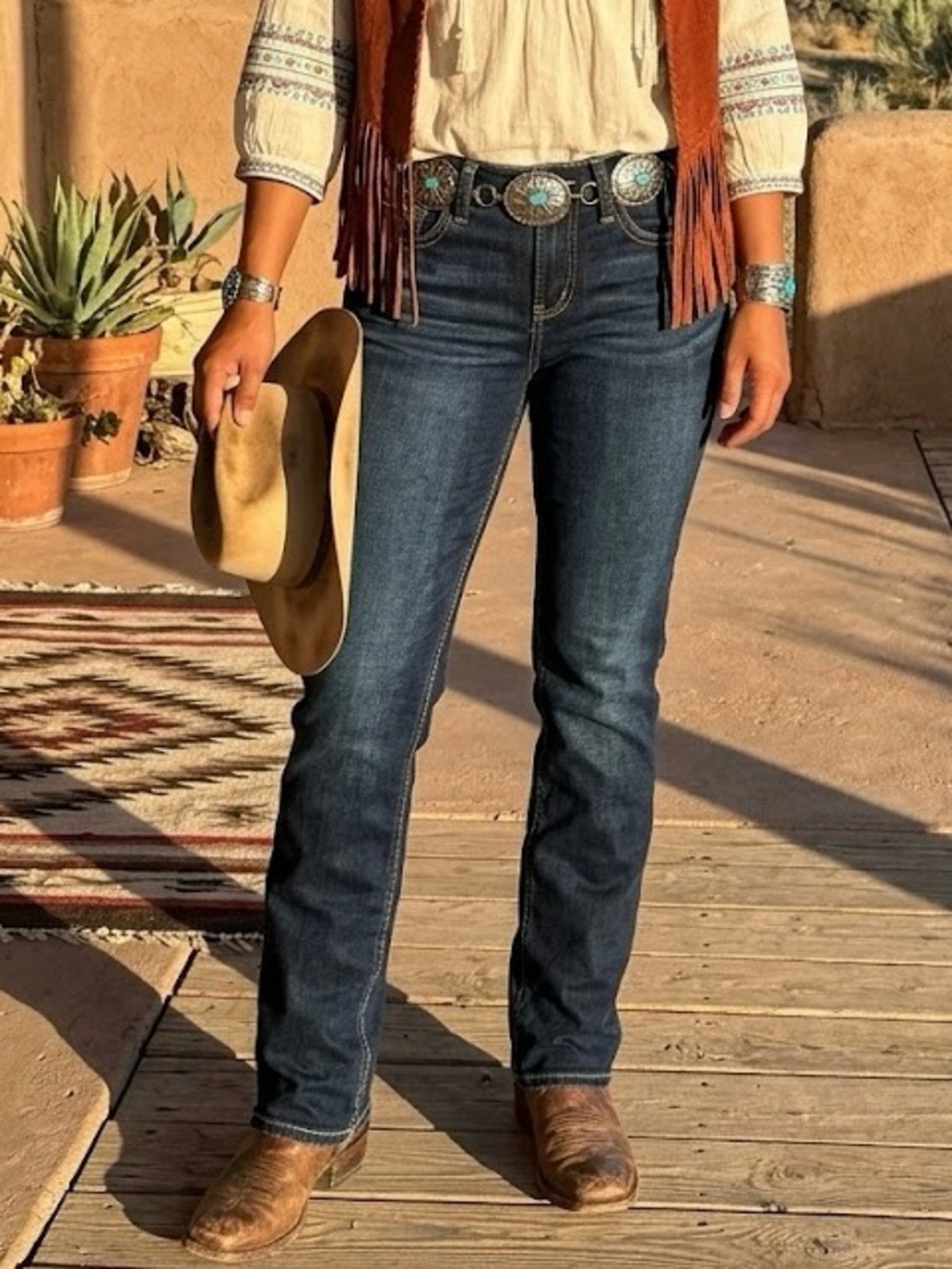 NWT Silver Jeans Co. Suki Curvy Mid Rise Straight Leg W27 L29 Southwestern Boho
